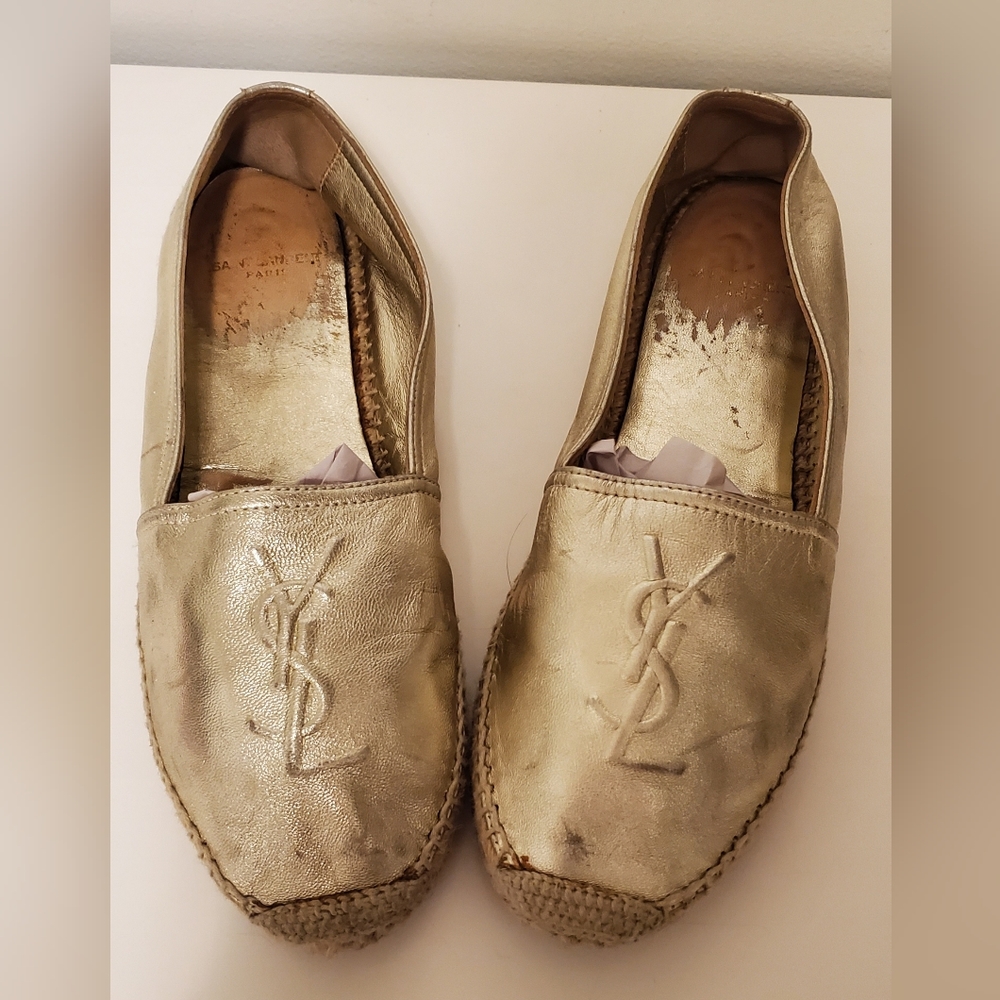 YSL Yves Saint Laurent Platinum Espadrilles